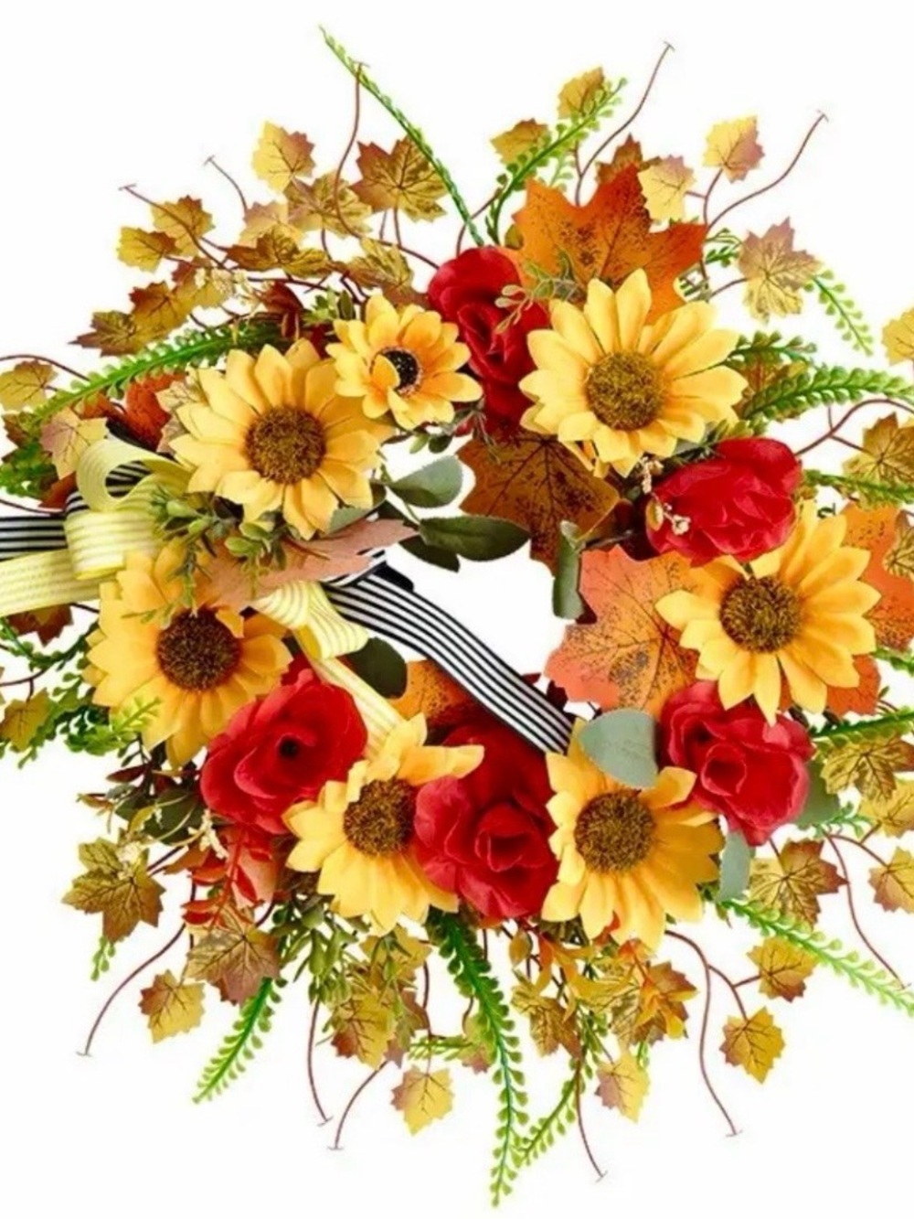 Home Accents Sunflower & Red Rose Fall Wreath